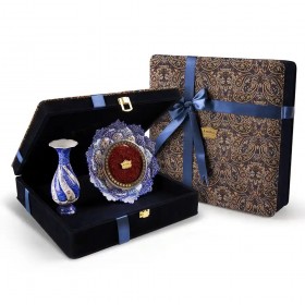 کادویی ارنیکا بشقاب و گلدان مینا کاری 10 گرمی مخمل زعفران کادویی گلدان مینا